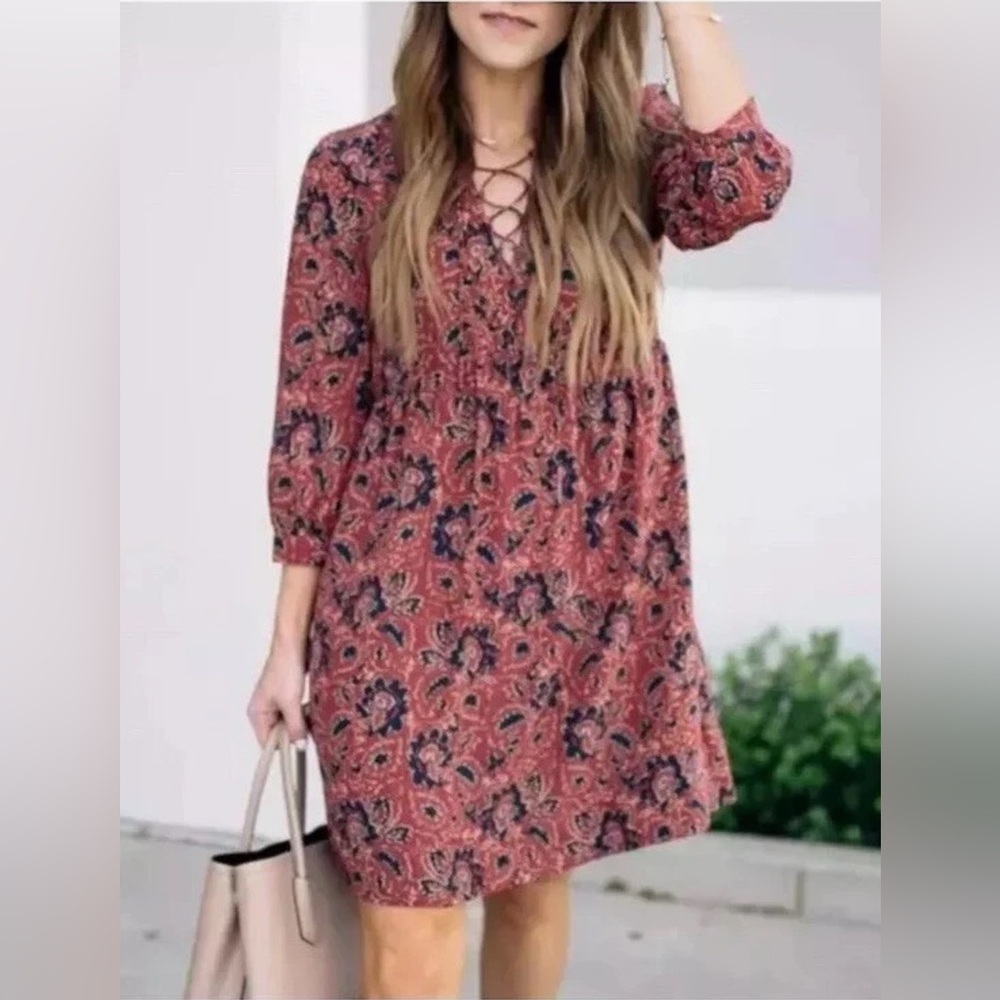 MADEWELL Summer Pull On silk lace-up Mini Flowy dress in assam floral Small
